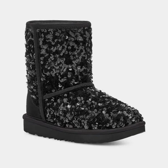NIB UGG STELLAR SEQUIN CLASSIC SHORT SHEARLING‎ LINED BOOTS