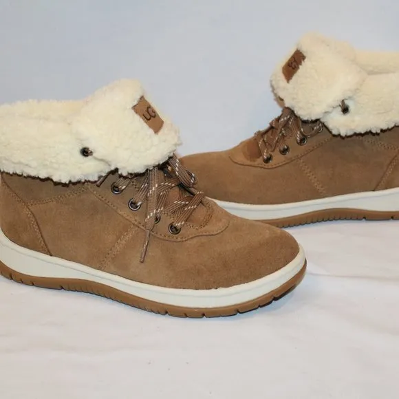 NIB UGG WOMEN'S SUEDE SHEARLING LINED‎ LAKESIDER WATER REPELLENT ANKEL BOOTS