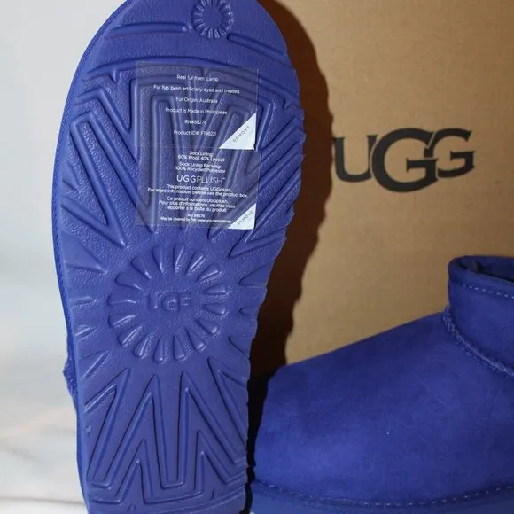 NIB UGG WOMEN'S SUEDE‎ SHEARLING LINED ULTRA MINI ANKLE BOOTS PURPLE