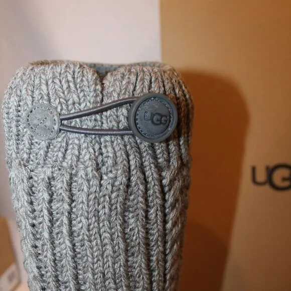 NIB UGG YOUTH 5 6 WOMEN'S 7 8‎ TALL CARDY KNIT GRAY BOOTS