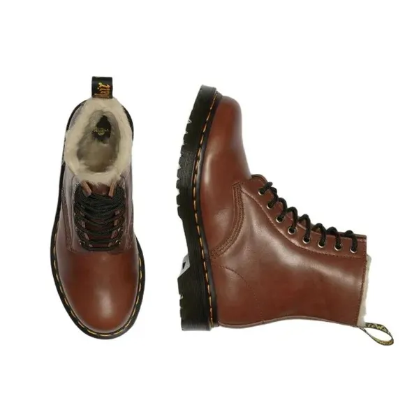 NIB Women’s Size 8 (Euro Sz 39) Dr. Martens 1460 Fur-lined Combat Boots In Brown
