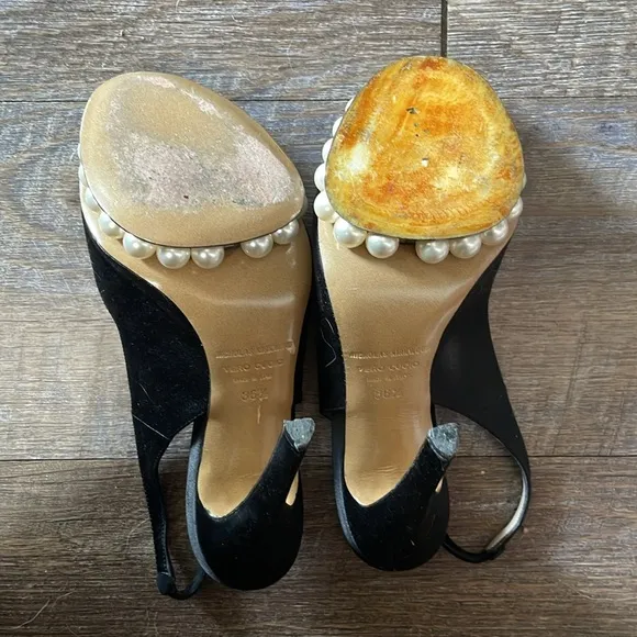 Nicholas Kirkwood Casati satin peep toe Slingback pearl platform stiletto Heels