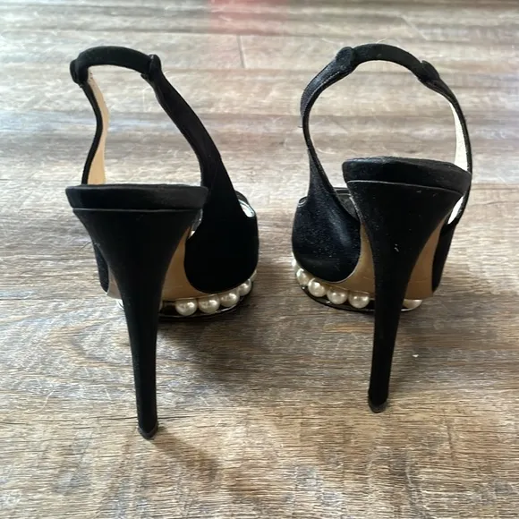 Nicholas Kirkwood Casati satin peep toe Slingback pearl platform stiletto Heels