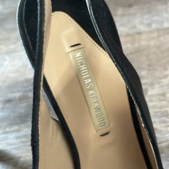 Nicholas Kirkwood Casati satin peep toe Slingback pearl platform stiletto Heels