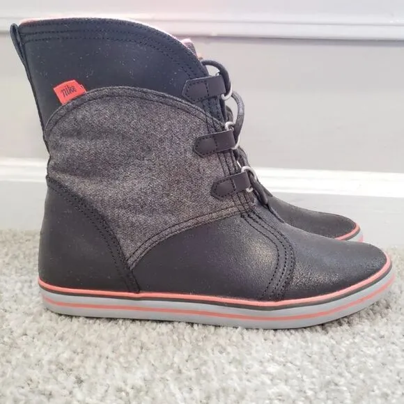 NIKE Carico Mid-calve Leather Dark Brown Cinder Boots Shoes - Womens Size 5.5