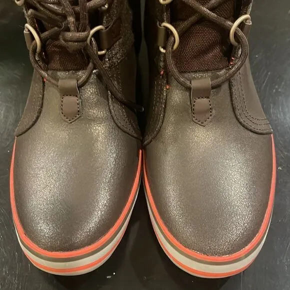 NIKE Carico Mid-calve Leather Dark Brown Cinder Boots Shoes - Womens Size 5.5
