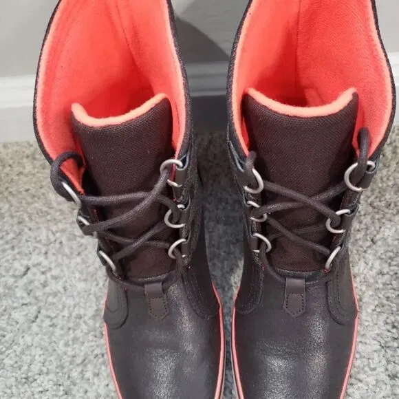 NIKE Carico Mid-calve Leather Dark Brown Cinder Boots Shoes - Womens Size 5.5
