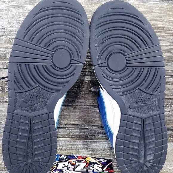 Nike Dunk Low Sneakers Leather DH9765-104 White Blue Black Youth Size 7