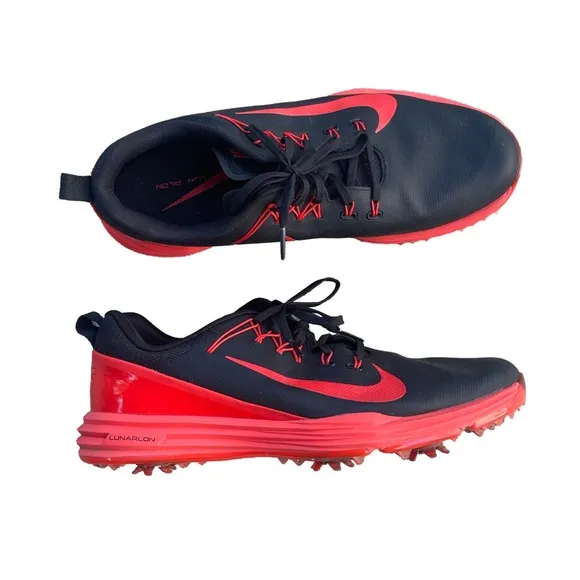 Nike Lunar Men’s Command 2 'Black Max Orange' Golf Shoes Sneakers Size 10