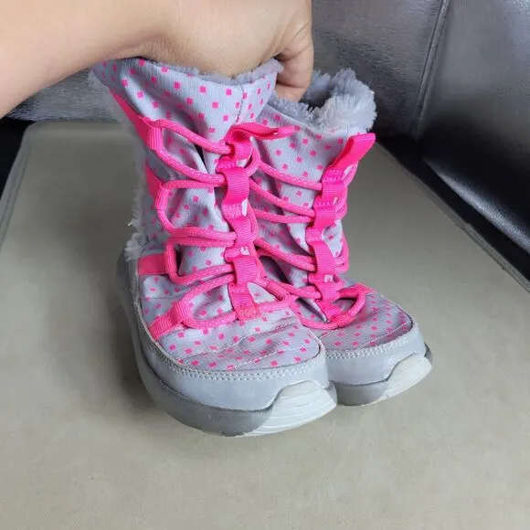 Nike Rosherun Hi Sneakerboot Girls 12 Silver Pink Comfy Faux Leather Snow Boots