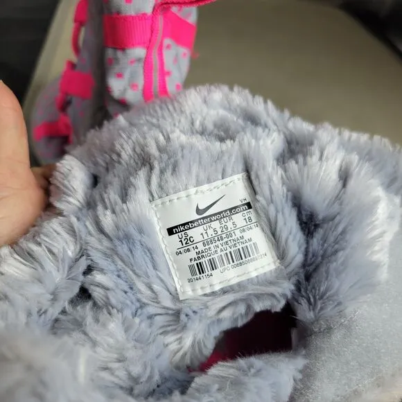 Nike Rosherun Hi Sneakerboot Girls 12 Silver Pink Comfy Faux Leather Snow Boots