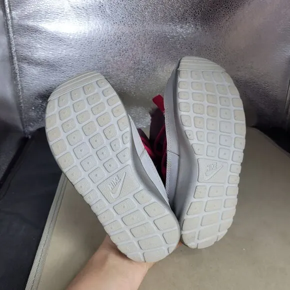 Nike Rosherun Hi Sneakerboot Girls 12 Silver Pink Comfy Faux Leather Snow Boots