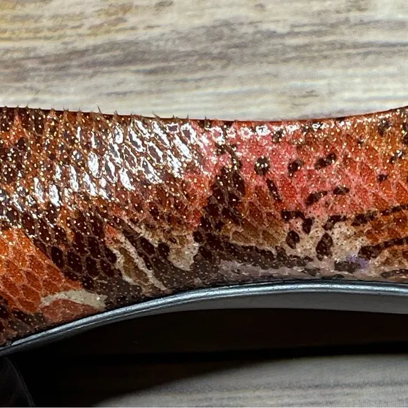 Nine &amp; Co. Kendri Python Snake Print Heels Pink Brown Purple Cream Gold 8.5