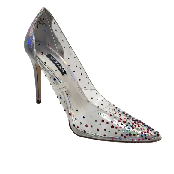 Nine West Women's Transparent Rhinestone Pump Heels Shoes