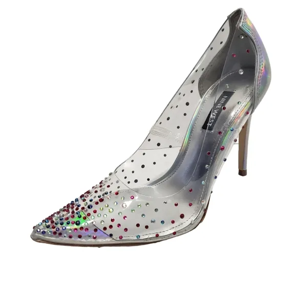 Nine West Women's Transparent Rhinestone Pump Heels Shoes