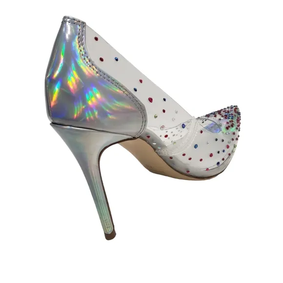 Nine West Women's Transparent Rhinestone Pump Heels Shoes