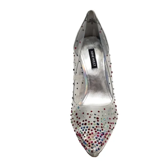 Nine West Women's Transparent Rhinestone Pump Heels Shoes