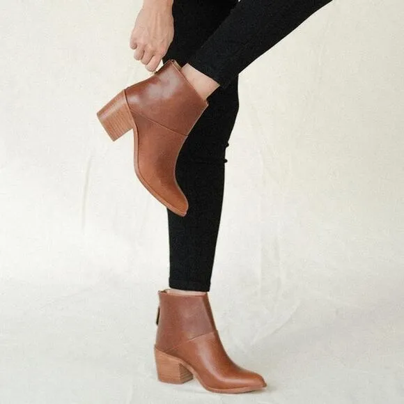 Nisolo Dari Commuter Boot Brandy Anthropologie Leather Block Heel Ankle Booties