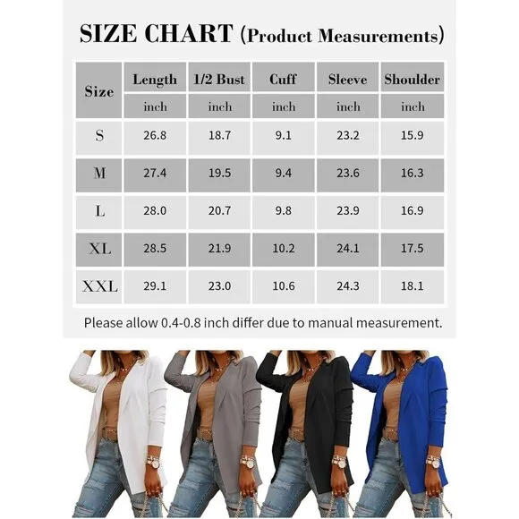 Niubia Casual Blazers Women Black Long Sleeve Work Office Front Blazer Jacket