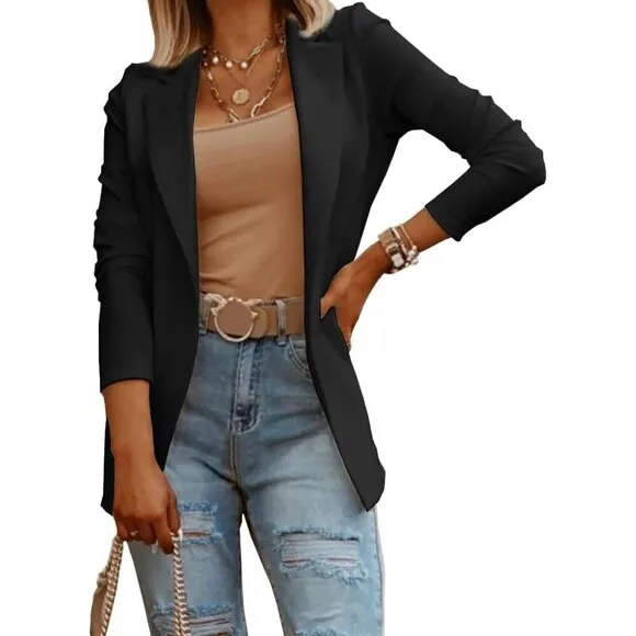 Niubia Casual Blazers Women Black Long Sleeve Work Office Front Blazer Jacket