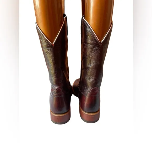 Nocona Collegiate Western Boot with Black Cherry Goat Foot, Wide Square Toe 9D