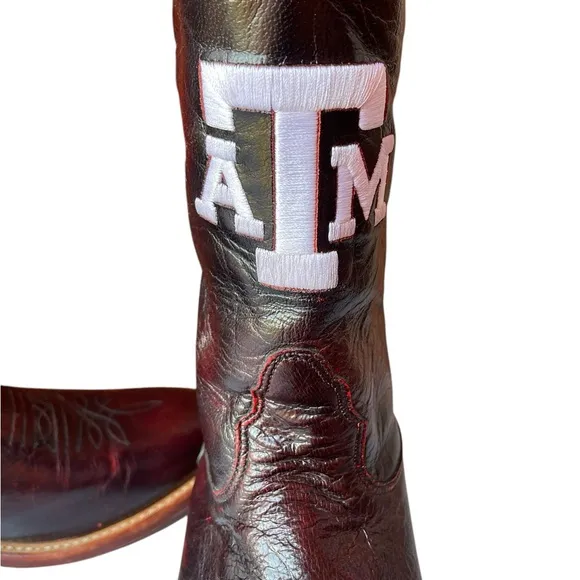 Nocona Collegiate Western Boot with Black Cherry Goat Foot, Wide Square Toe 9D