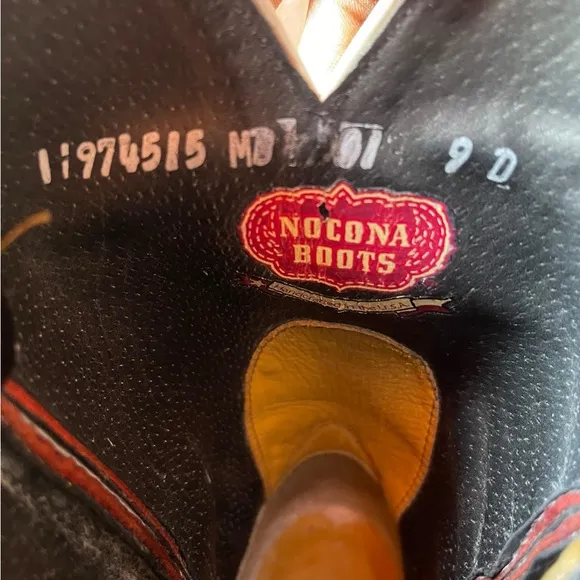 Nocona Collegiate Western Boot with Black Cherry Goat Foot, Wide Square Toe 9D