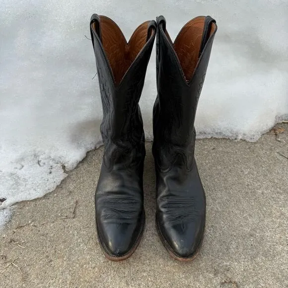 Nocona Imperial Calf Round Toe Black Leather Cowboy Western Boots NB2005 11 1/2D