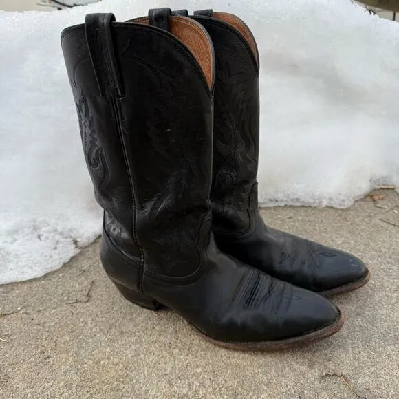 Nocona Imperial Calf Round Toe Black Leather Cowboy Western Boots NB2005 11 1/2D