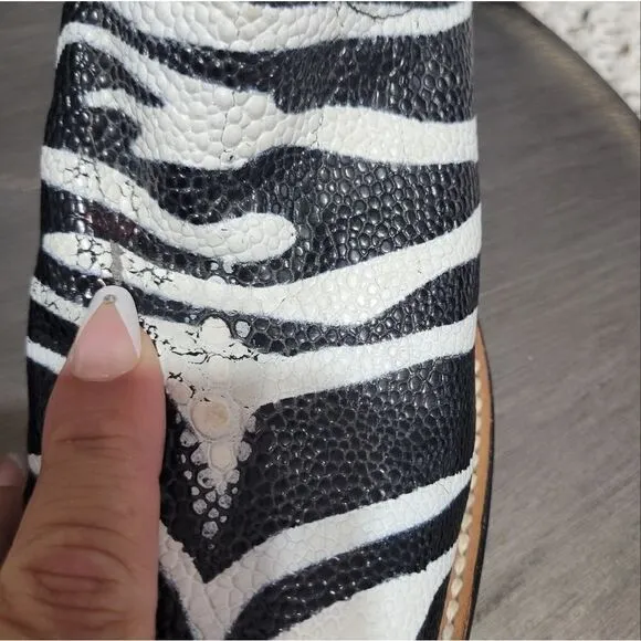Nocona ladies safari rancher boots white tiger ray foot sz 5 can fit 5 1/2