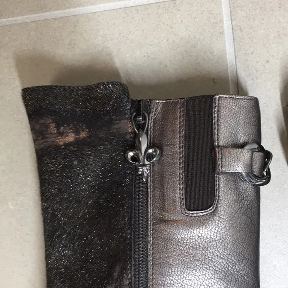 NWB  Donald Pliner short boots 8 Pewter fur animal print booties