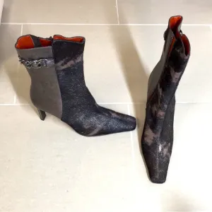 NWB  Donald Pliner short boots 8 Pewter fur animal print booties