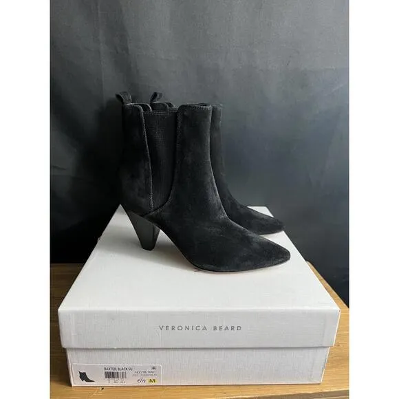 NWB VERONICA BEARD &quot;BAXTER&quot; BLACK SUEDE WESTERN CHELSEA BOOTS US SIZE 6.5M NEW