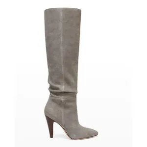 NWB VERONICA BEARD SANZI WOMENS GRAY/TAUPE SUEDE TALL HEEL BOOTS  SZ 7.5 M $695