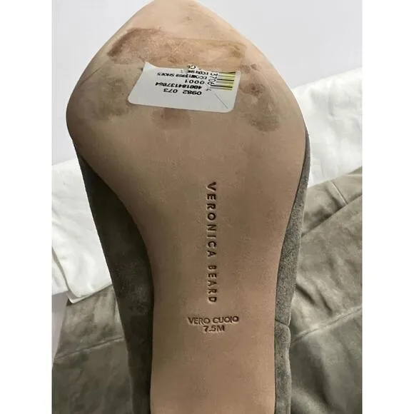 NWB VERONICA BEARD SANZI WOMENS GRAY/TAUPE SUEDE TALL HEEL BOOTS  SZ 7.5 M $695