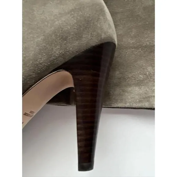 NWB VERONICA BEARD SANZI WOMENS GRAY/TAUPE SUEDE TALL HEEL BOOTS  SZ 7.5 M $695