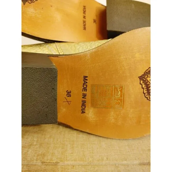 NWOB Free People Beau Gold Metallic Western Croc Embossed Boot Size 6