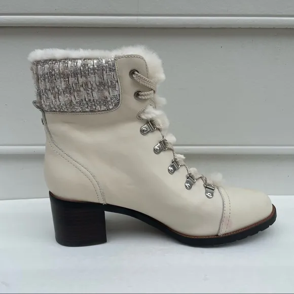 NWOB Sam Edelman Manchester ivory faux fur shirt boots 9.5 M