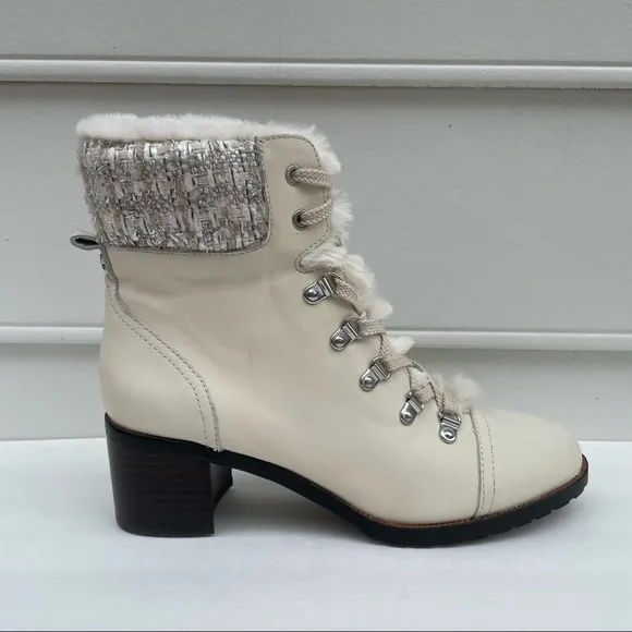 NWOB Sam Edelman Manchester ivory faux fur shirt boots 9.5 M