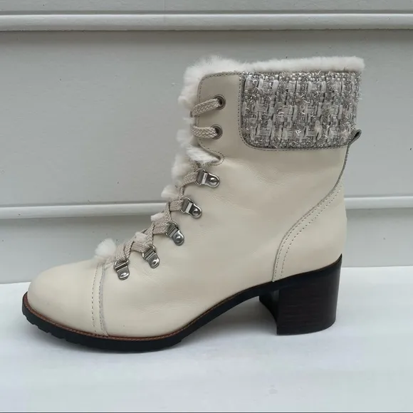 NWOB Sam Edelman Manchester ivory faux fur shirt boots 9.5 M