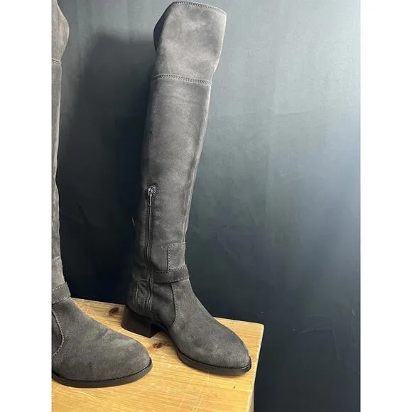 NWOB SEE BY CHLOÉ LORY DARK GREY OVER-THE-KNEE SUEDE TASSEL BOOTS SZ 36.5 US 7