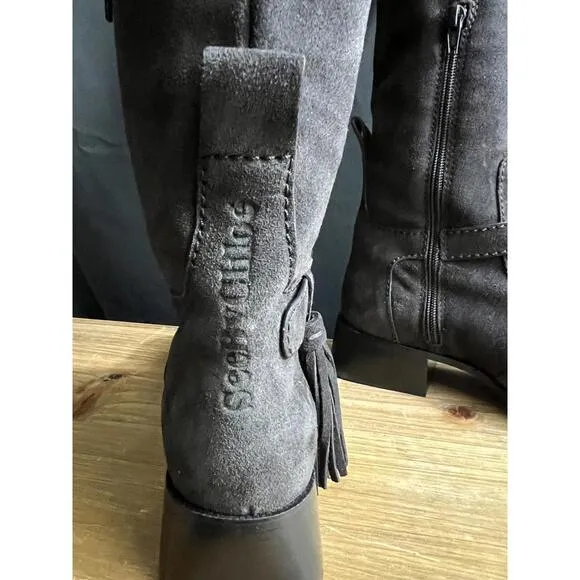 NWOB SEE BY CHLOÉ LORY DARK GREY OVER-THE-KNEE SUEDE TASSEL BOOTS SZ 36.5 US 7