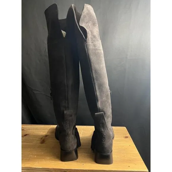 NWOB SEE BY CHLOÉ LORY DARK GREY OVER-THE-KNEE SUEDE TASSEL BOOTS SZ 36.5 US 7