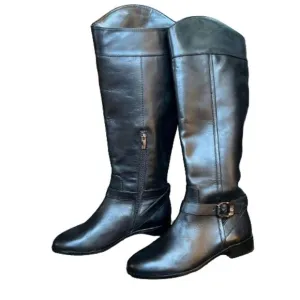 NWOB Vince Camuto Womens Buckle Ovarlym  Block Heel Leather Riding Boot 7M- $239