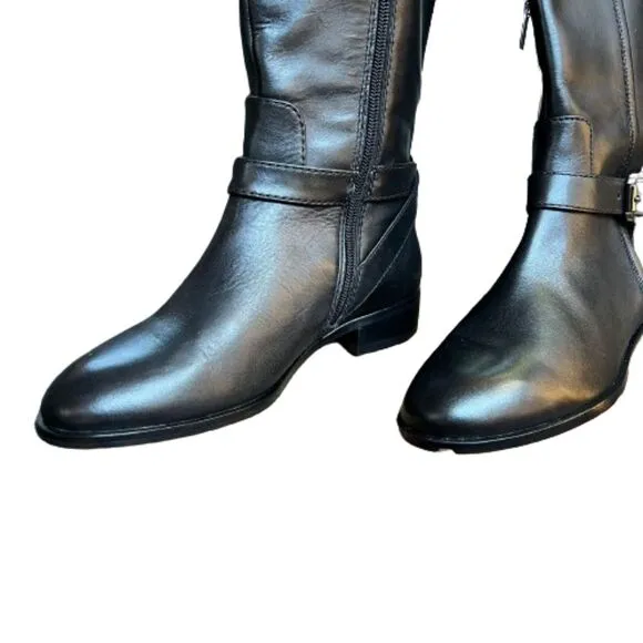 NWOB Vince Camuto Womens Buckle Ovarlym  Block Heel Leather Riding Boot 7M- $239
