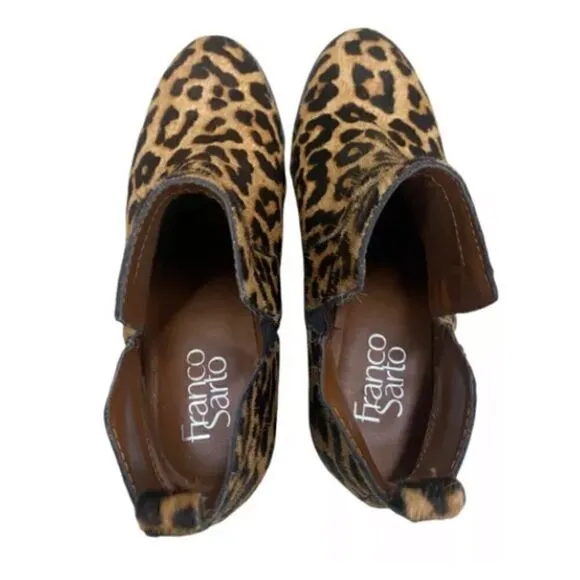 NWOB Franco Sarto Genuine Fur Leopard Boots, Sz 8.5