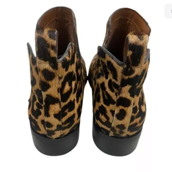 NWOB Franco Sarto Genuine Fur Leopard Boots, Sz 8.5