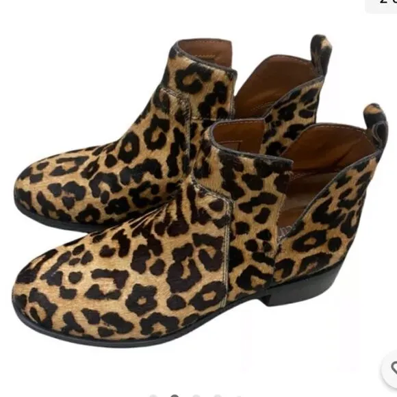 NWOB Franco Sarto Genuine Fur Leopard Boots, Sz 8.5