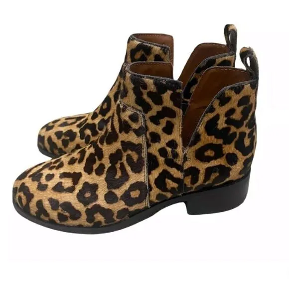NWOB Franco Sarto Genuine Fur Leopard Boots, Sz 8.5