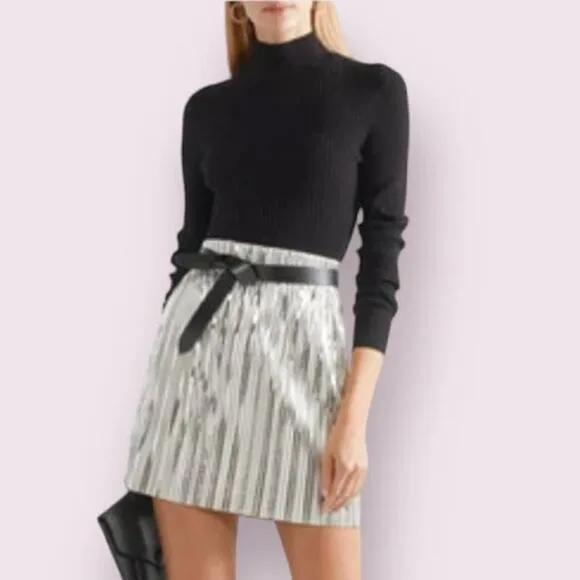 NWOT $295 Isabel Marant Etoile Delpha Metallic Pleated Mini Skirt Eu 38/ 6 or M